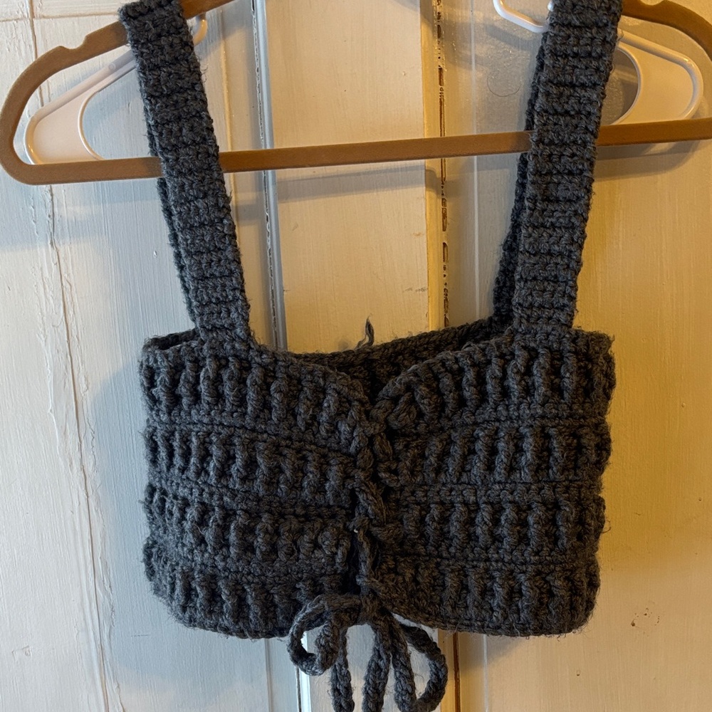 Handmade Dark Gray Crochet Crop Top